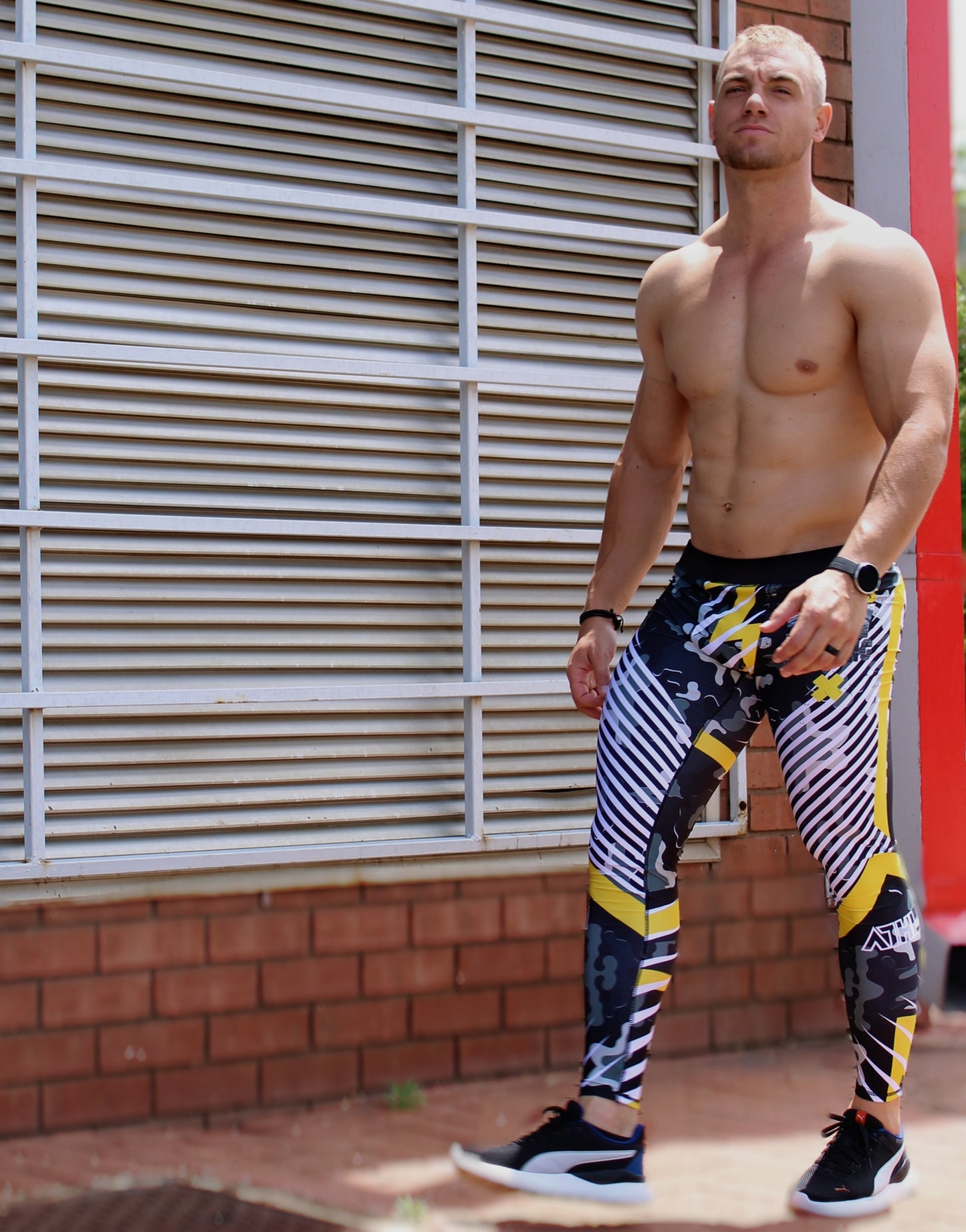 ATHLU Mens Long Printed Tights - Lightning