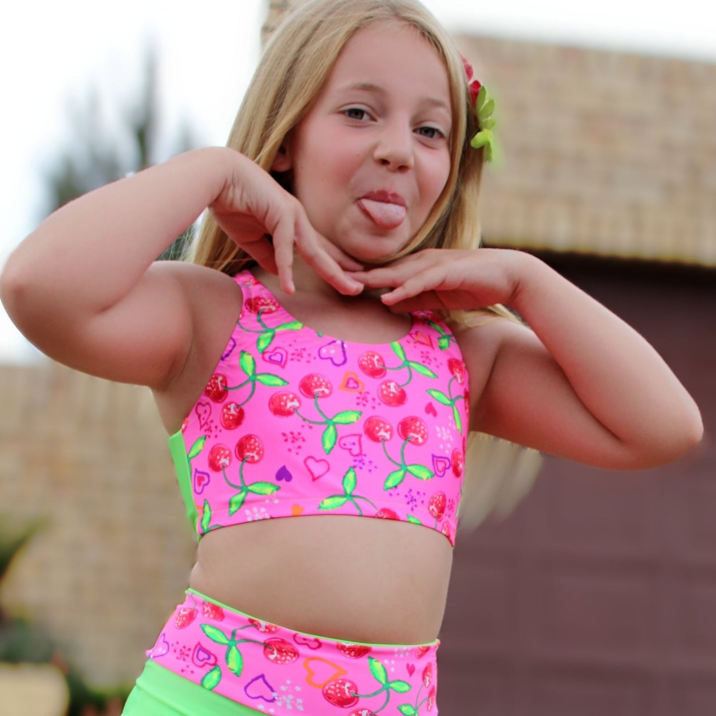 ATHLU Girls Crop Top - Cherries